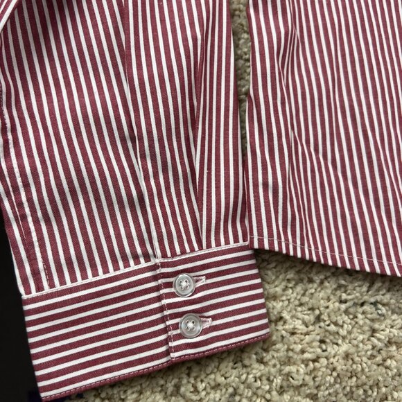 Christopher Banks Small Long Sleeve Button Up Shirt Women's Red Striped White - Picture 4 of 8